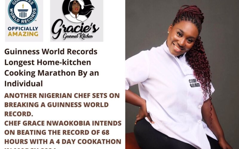Chef Grace Nwaokobia is about to shatter the record for the longest cooking marathon in history.
