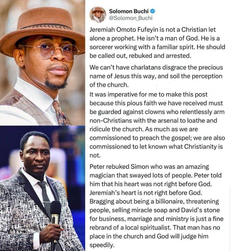 Controversy Erupts as Solomon Buchi Labels Prophet Jeremiah Fufeyin a Sorcerer 2 jeremiah12306667415532140480